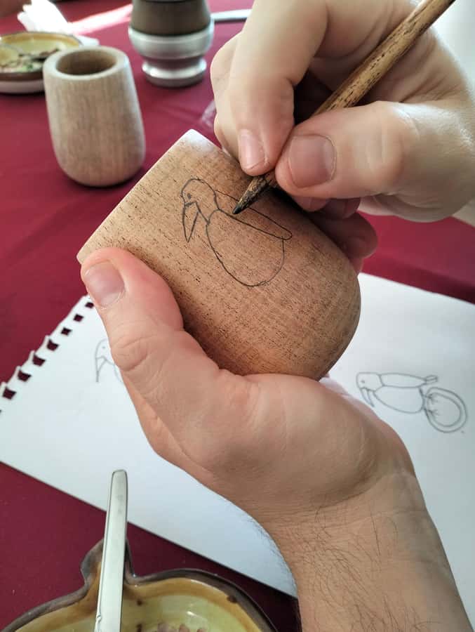Buenos Aires: Mate & paint experience with pastry tasting - Picking a design and painting your wooden mate cup with acrylics