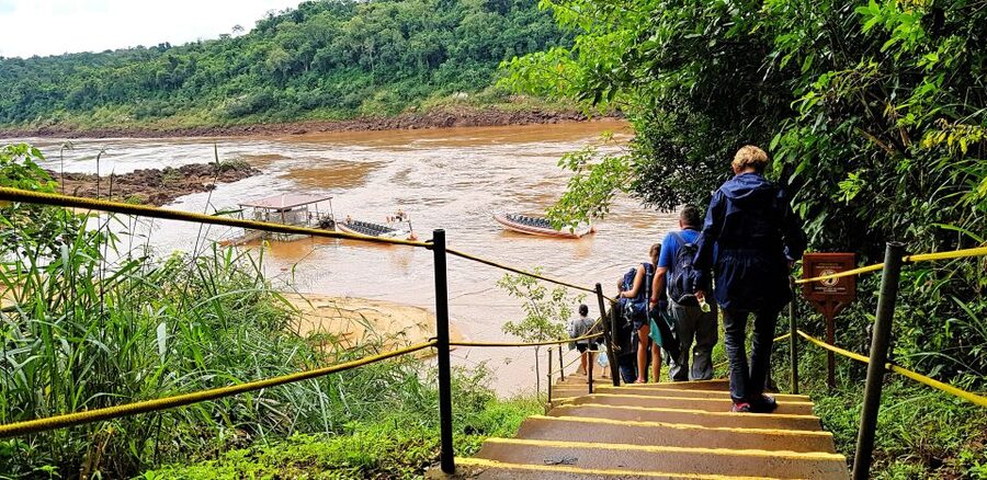 From Puerto Iguazu: Argentinian Iguazu Falls with Boat Ride - Boarding the boat for the lower river run