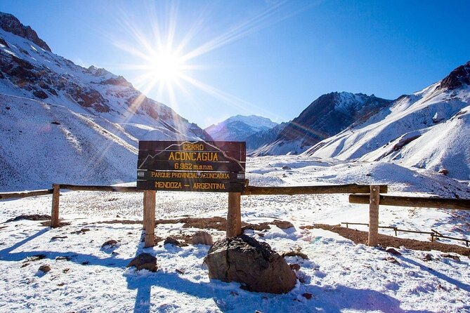 High Mountain, Aconcagua and Inca Bridge - Las Cuevas at 3,557 m: border town energy and optional lunch