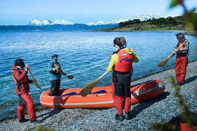 Private Tour: Tierra del Fuego National Park Trekking & Canoeing in Lapataia Bay - Lapataia Bay: arriving by raft from the river and seeing the Pan-American Highway sign