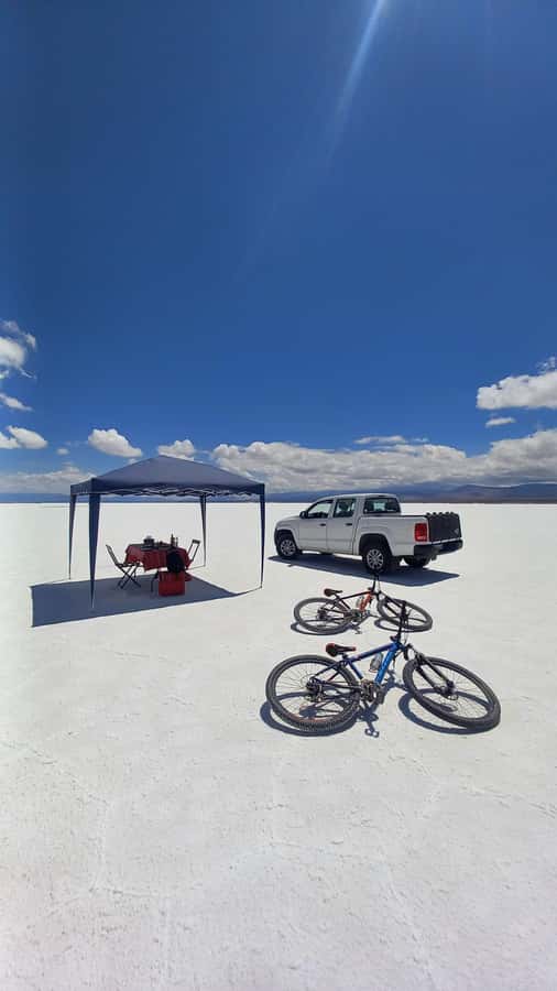 Salinas grandes by bike with lunch - Catching your bike and crossing the salt crust